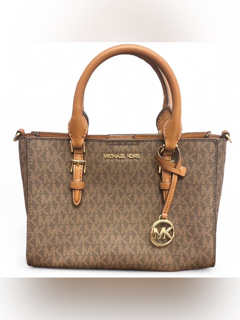 Michael Kors Mini Satchel MK Logo Brown PVC Leather Crossbody Bag